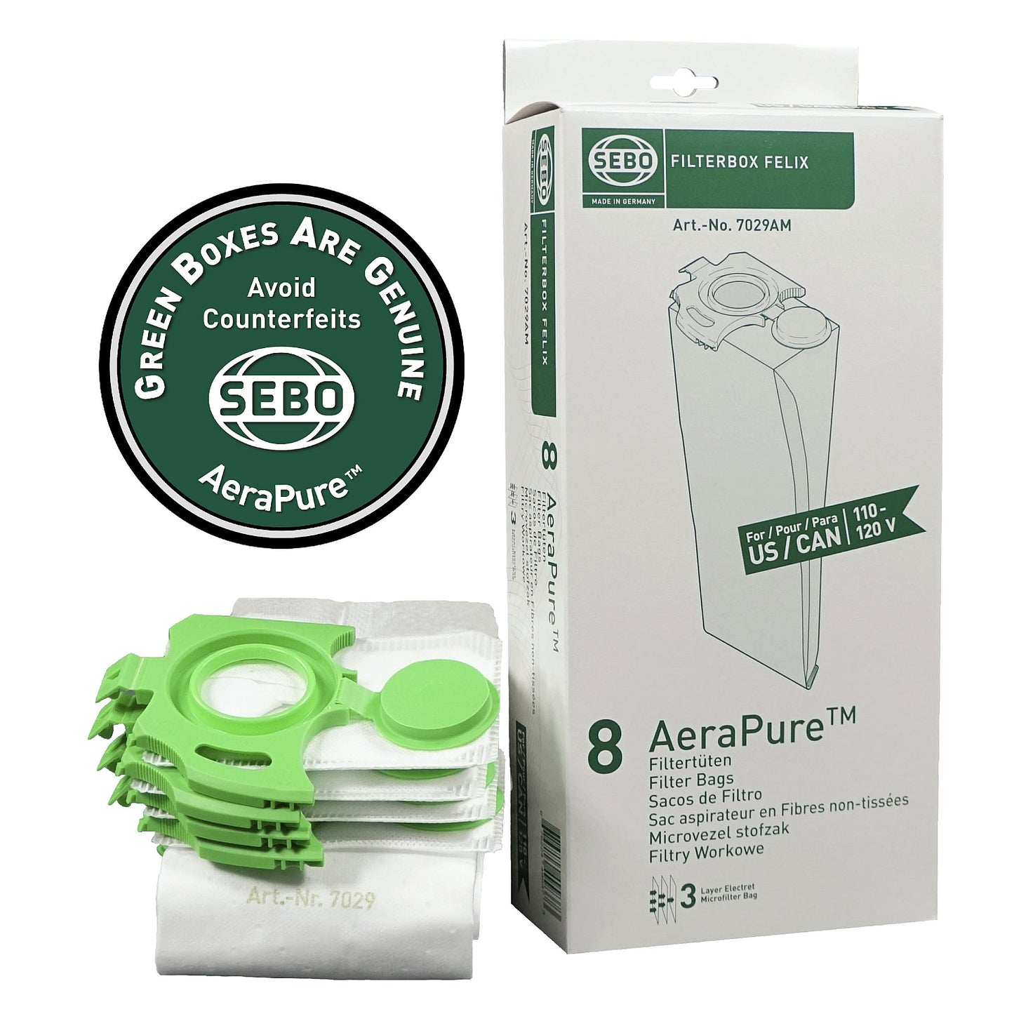 SEBO FILTERBOX Felix/Dart AeraPure US/CAN 8 pack - Buckhead Vacuums