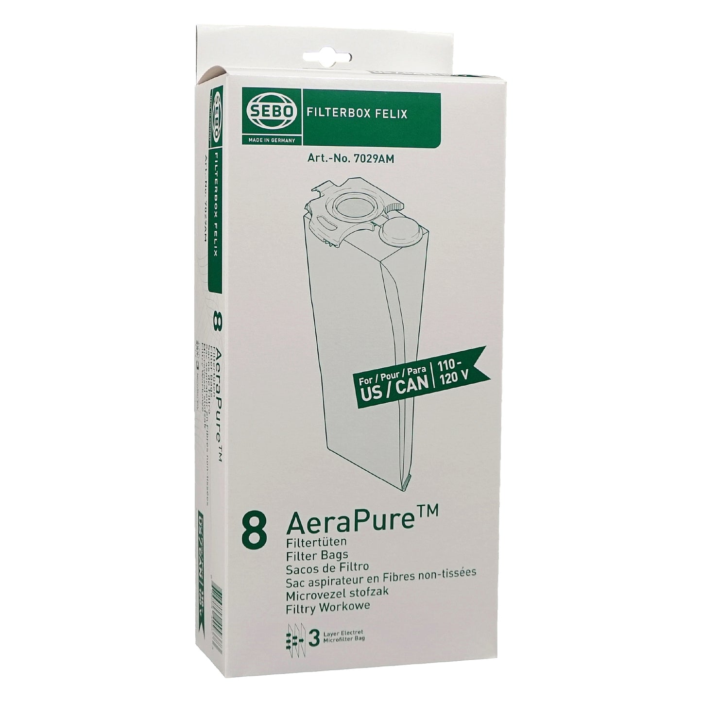 SEBO FILTERBOX Felix/Dart AeraPure US/CAN 8 pack - Buckhead Vacuums